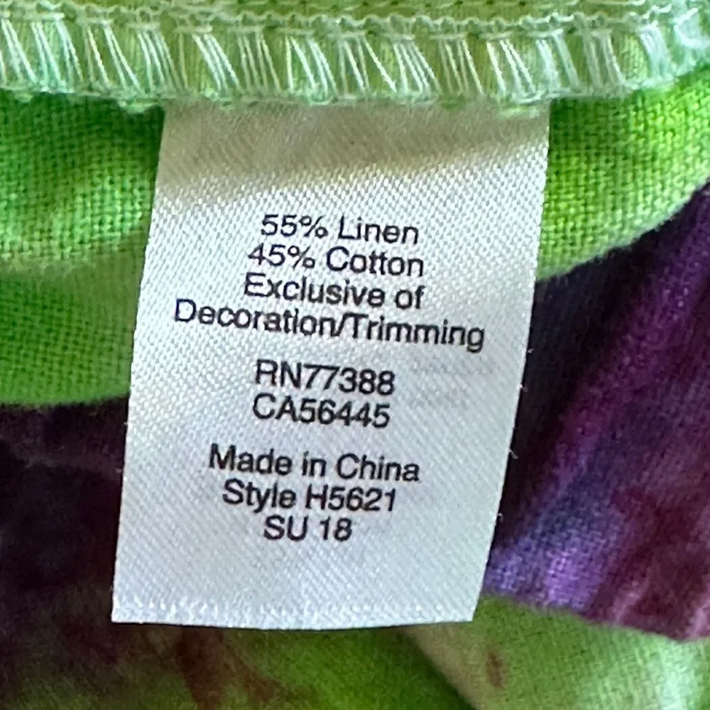 J. Crew Shorts Linen Purple Green Tye Dye Pom Pom Tassel Preppy Boho Summer Med